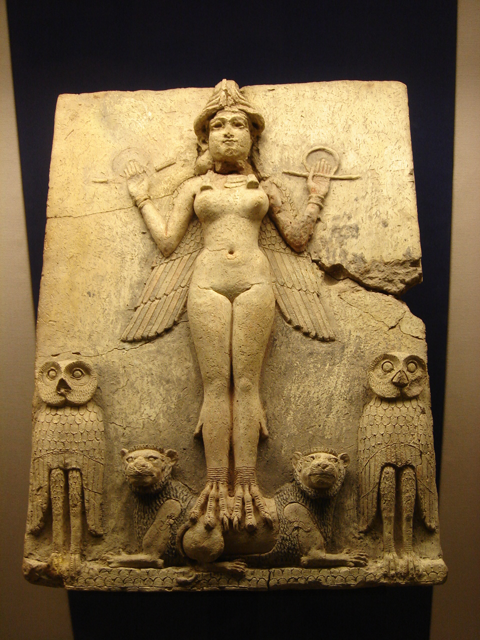 The Queen of the Night relief The figure could be an aspect of the goddess Ishtar Babylonian goddess of sex and love