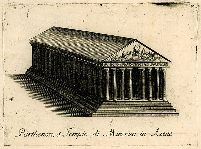 Parthenon illustration published in 1688 depicting the structure in its entirety by Vincenzo Coronelli