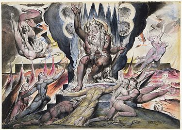 Minos depicted by William Blake Illustration of Dante's Divine Comedy in the British National Gallery