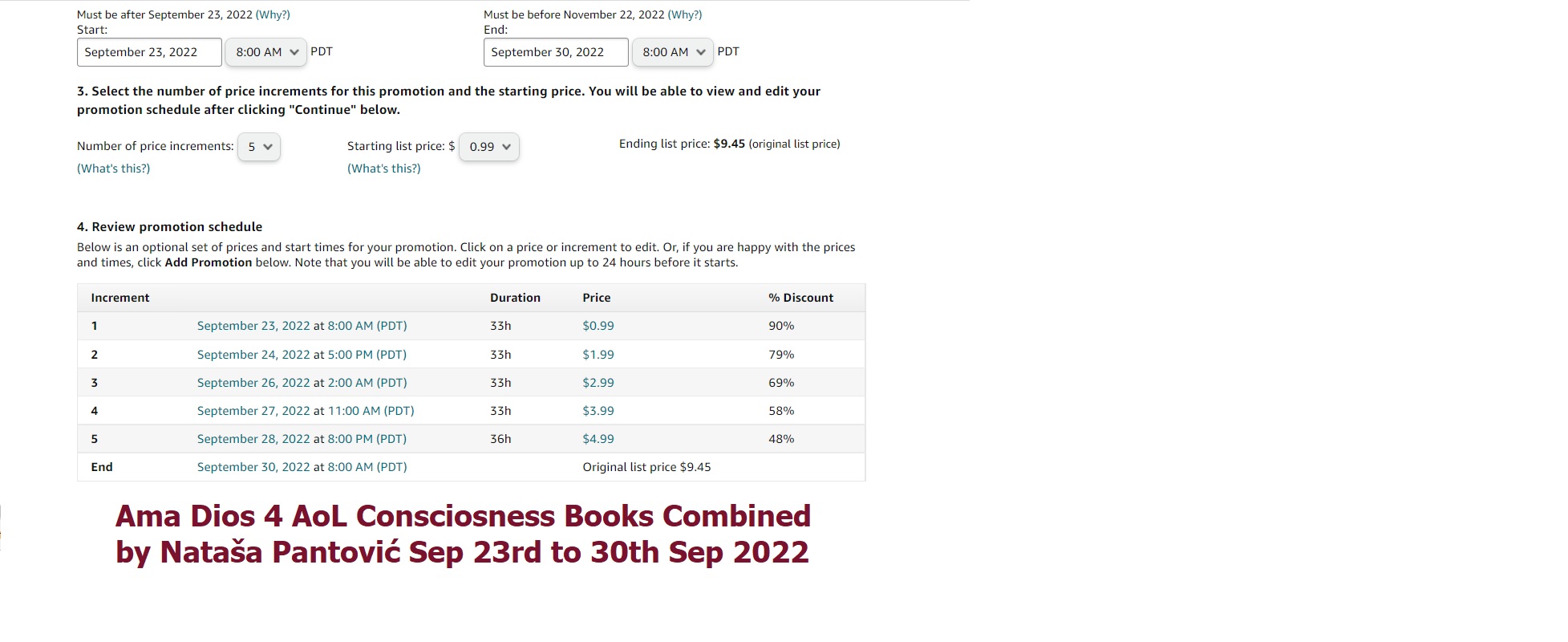 Ama Dios 4 AoL Consciousness Books by AoL Malta Promotion Schdule Sep 2022 for Autumn Equinox Business Women Daz and National Fitness Discount schedule
