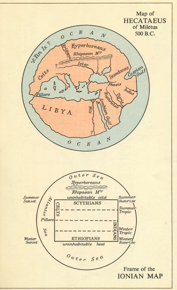 Map of the World according to Hecataeus of Miletus 550 BC 476 BC